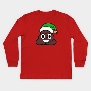Christmas Poop Emoji Kids Long Sleeve T-Shirt